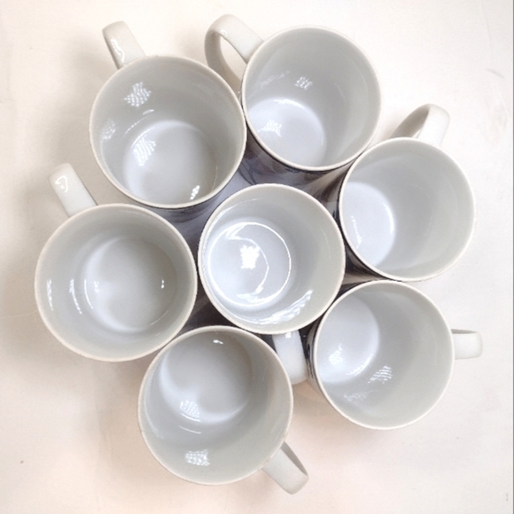 Fitz and Floyd Vintage Variations lotus mugs Japan deco set of (7) - Picture 5 of 10